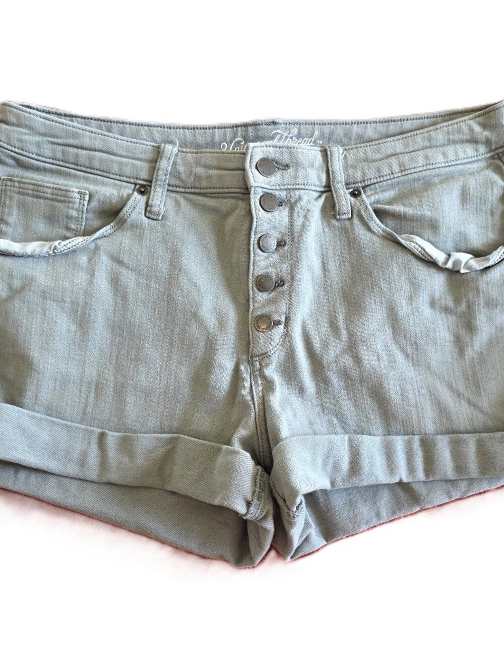 Green Khaki Shorts w/ Button Fly